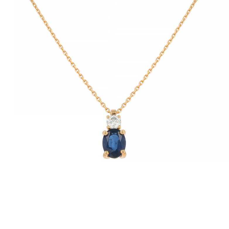 Collier saphir 1.70 carat et diamant 0.18 carat or jaune 3.86g Comme neuf -  reconditionné disponible sur Gemme Les Bijoux